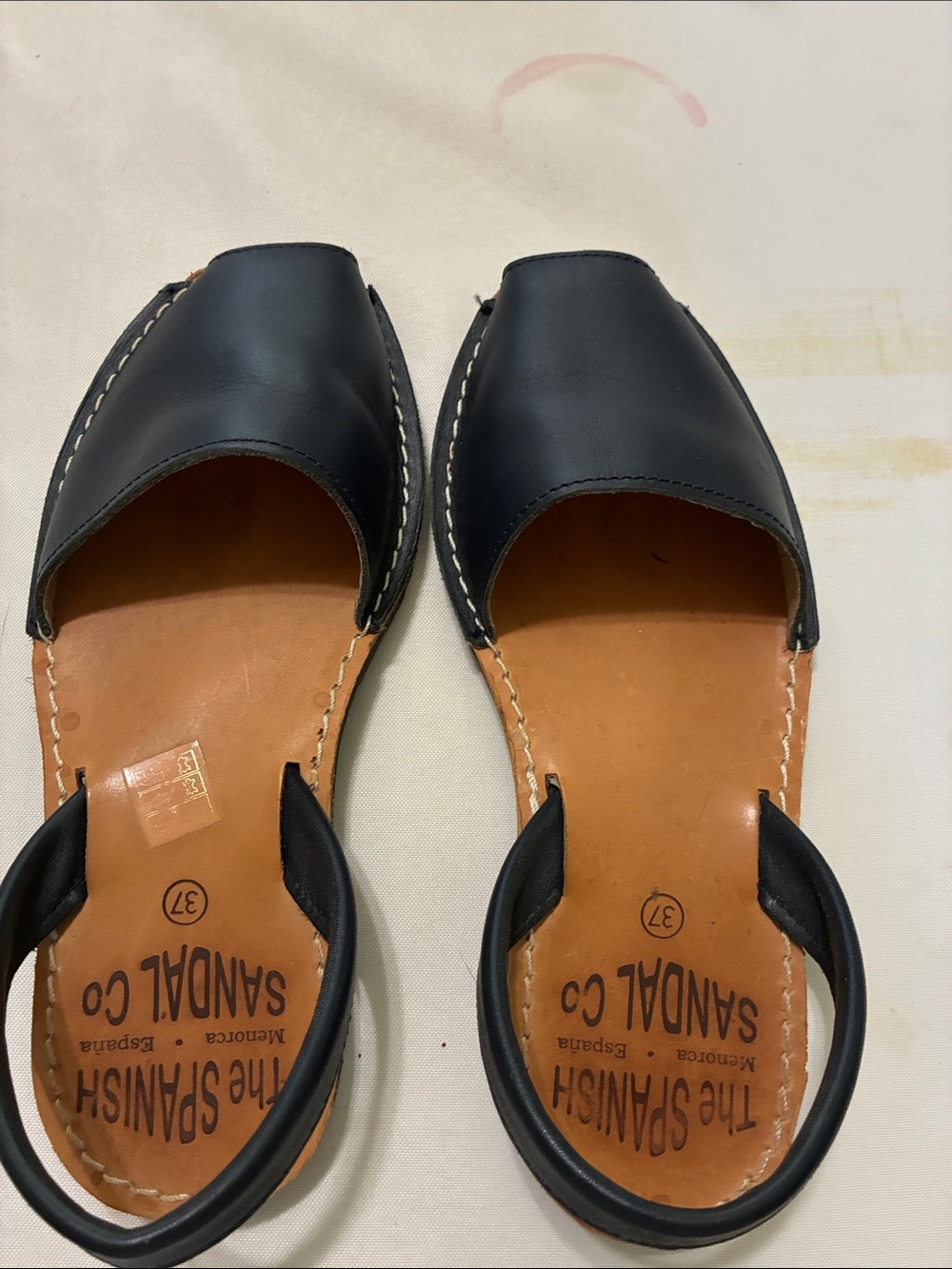 Navy Leather Slingback Sandals